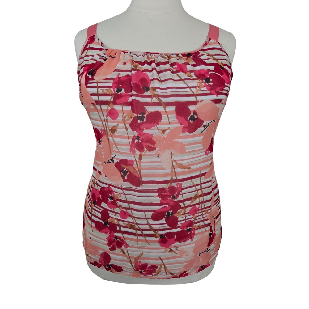 Lane Bryant Pink Floral Striped Tank Top Sleeveless Blouse Plus Size 20 S1040983